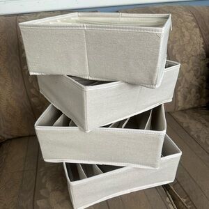 Canvas Storage Drawer Organizers - Neutral Cream Set